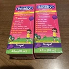 2X 4 Oz Each Children's Benadryl Allergy Plus Congestion Grape Exp 07/2026 NEWC2. Price: $20.00.