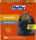 Hefty Strong Large Trash Bags, Black, 30 Gallon, 74 Count New. Price: $33.95.
