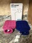 Open Box Azmed Classic Rubber Hot Water Bottle W/ Knitted Blue Pink Covers New. Price: $10.36.