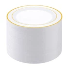 Plastic Dinner Plates 100PCS Inch Gold Trim Disposable Pulote White Dinenr New. Price: $59.99.