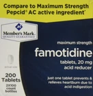 Member's Mark Maximum Strength 20MG Famotidine Acid Reducer 200 Tablets New. Price: $22.09.