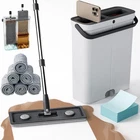 Mop Bucket Flat Wringer Set Hands Free Wet Dry 6 Microfiber Cloths White New. Price: $51.99.