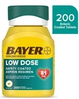 Bayer Aspirin Low Dose Enteric Coated Tablets 81MG 200 Count Exp 7/2027 New. Price: $10.50.