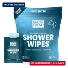 Super Fresh Shower Body Wipes, Travel Essentials For Camping, Large Unscented New. Price: $16.86.