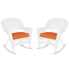Jeco Rocker Wicker Chair In White With Orange Cushion (set Of 2) New. Price: $481.99.