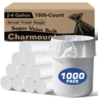 Charmount 2-4 Gallon 1000 Ct Unscented White Small Trash Bags Wastebasket Liners New. Price: $55.39.