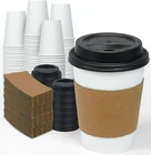 Ginkgo 100 Pack 12 Oz Disposable Thickened Paper Coffee Cups With Lids And Sleev New. Price: $42.50.