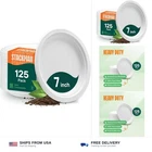 Stack Man 100% Compostable Small Paper Plates 7 Inch Heavy-duty 125-PACK Ec... New. Price: $30.65.