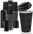 Ginkgo 100 Pack 16OZ Disposable Coffee Cups With Lids Black New. Price: $59.99.