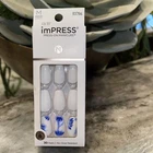 New Kiss Nails Impress On Manicure Medium Coffin Gel White Blue Tye Dye. Price: $9.99.