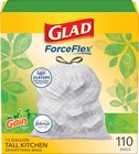 Glad Forceflex Tall Kitchen Drawstring Trash Bags, 13 Gal, Gain Original, 110 Ct New. Price: $38.99.