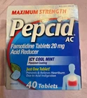 Pepcid Ac Maximum Strength 20MG Icy Cool Mint 40 Tablets Exp 9/2026 Up New. Price: $8.99.